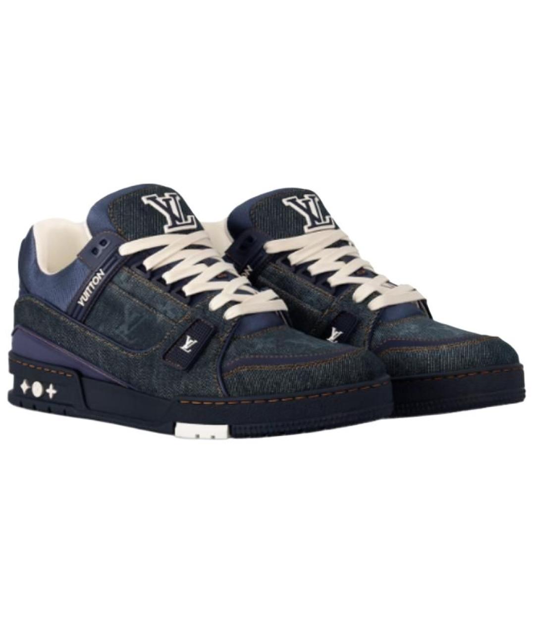 LOUIS VUITTON Темно-синие текстильные кроссовки, фото 3