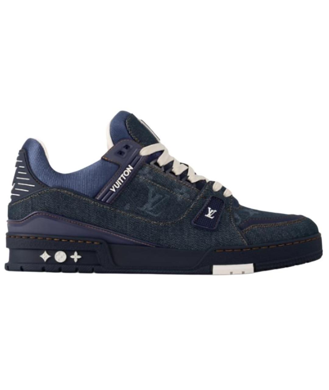 LOUIS VUITTON Темно-синие текстильные кроссовки, фото 1