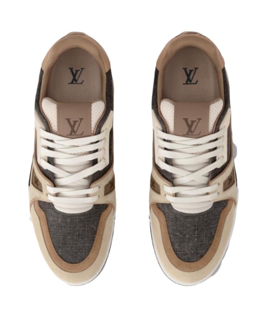 LOUIS VUITTON Коричневые кожаные низкие кроссовки / кеды, фото 4