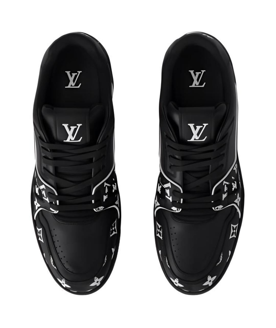 LOUIS VUITTON Черные кожаные низкие кроссовки / кеды, фото 4