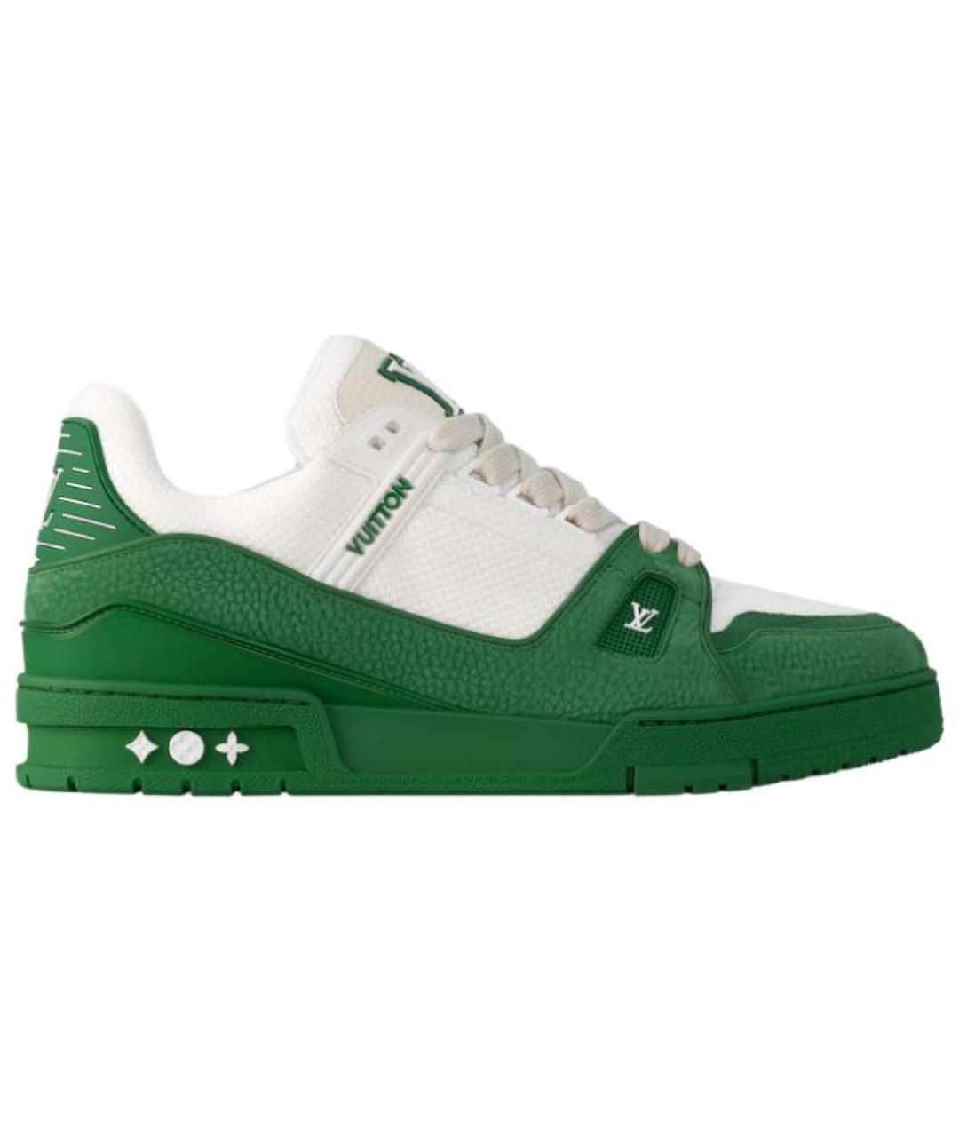 LOUIS VUITTON Зеленые кожаные низкие кроссовки / кеды, фото 1