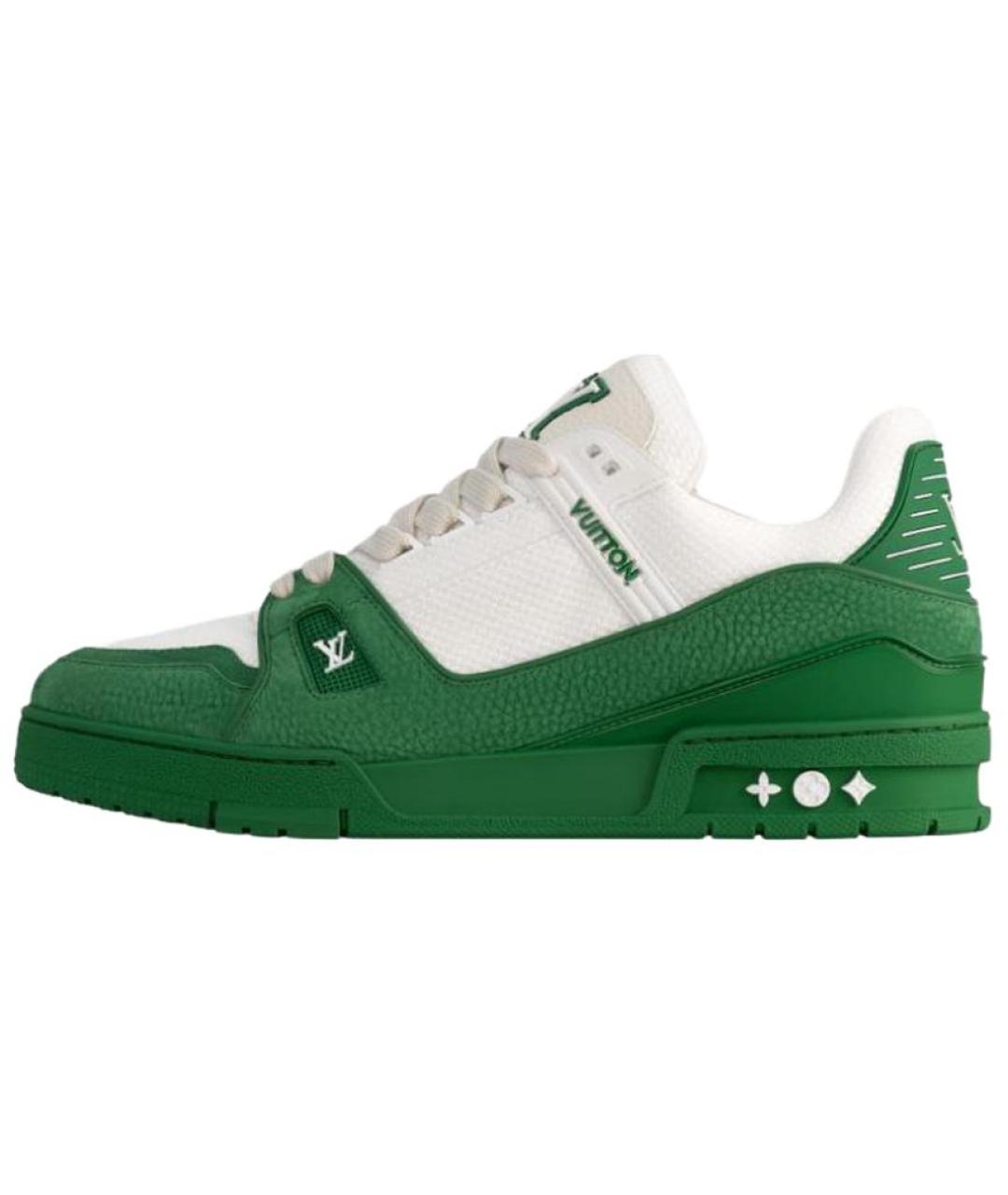 LOUIS VUITTON Зеленые кожаные низкие кроссовки / кеды, фото 2