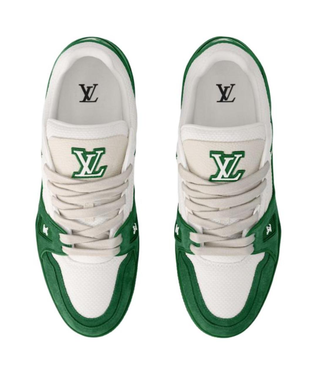 LOUIS VUITTON Зеленые кожаные низкие кроссовки / кеды, фото 4
