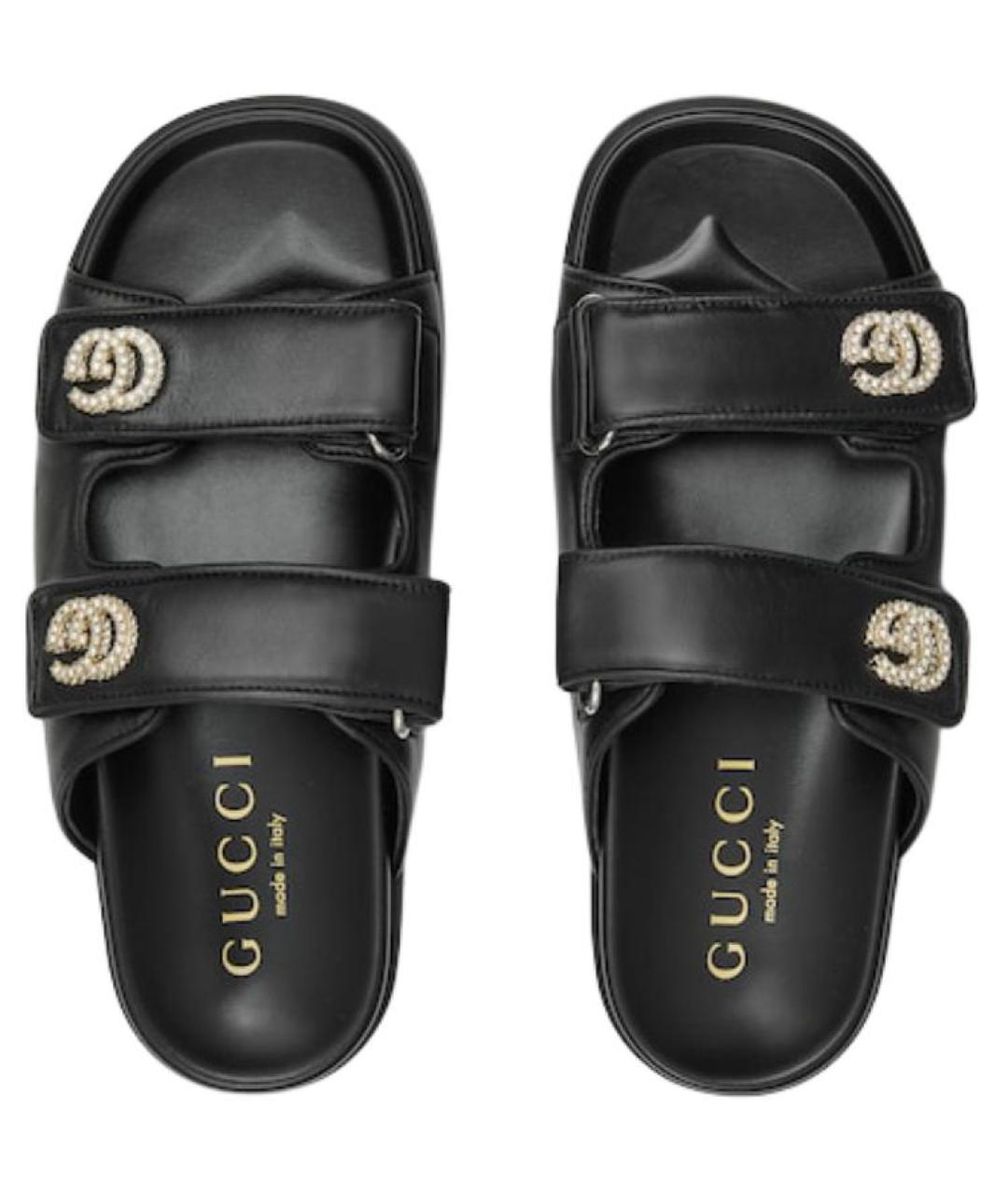 GUCCI Черные кожаные сандалии, фото 4