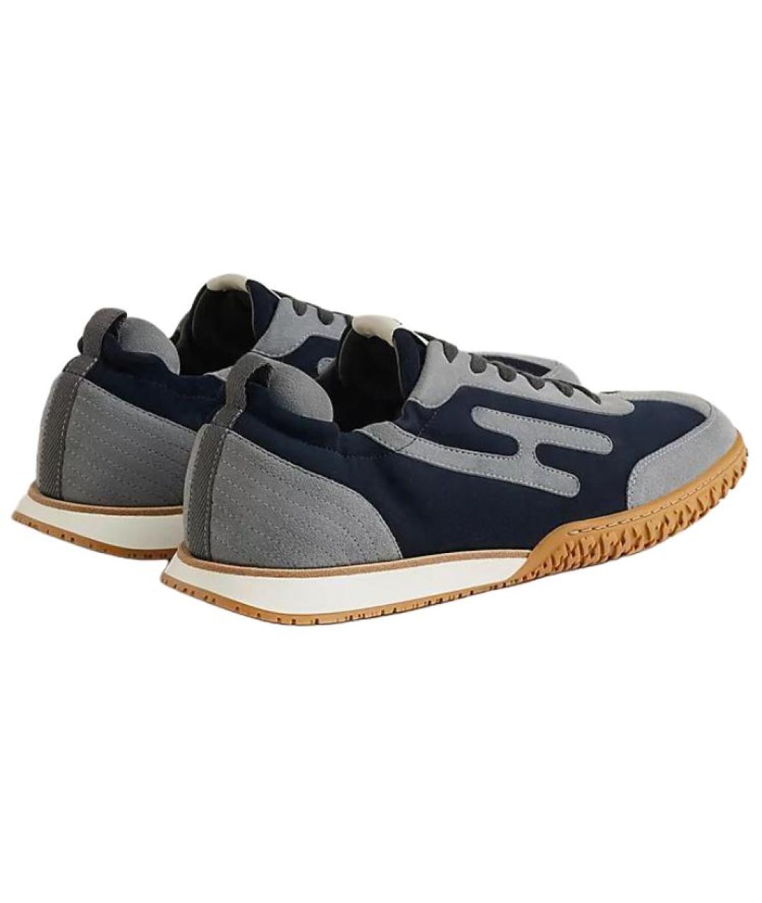 HERMES Серые замшевые низкие кроссовки / кеды, фото 4