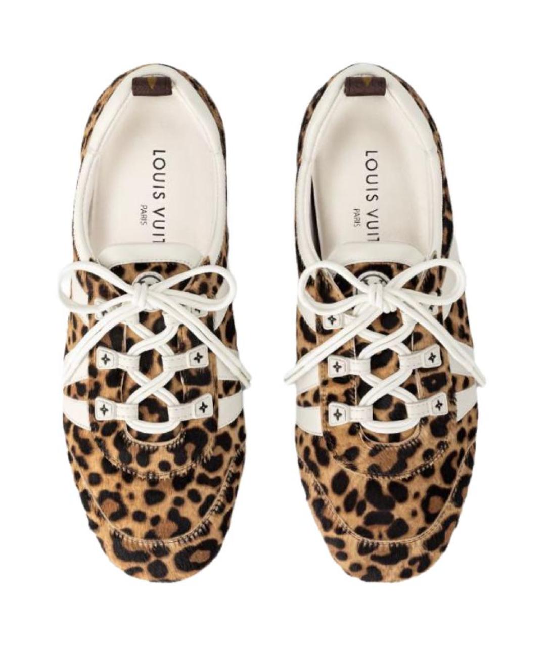 LOUIS VUITTON Коричневые кожаные кроссовки, фото 4