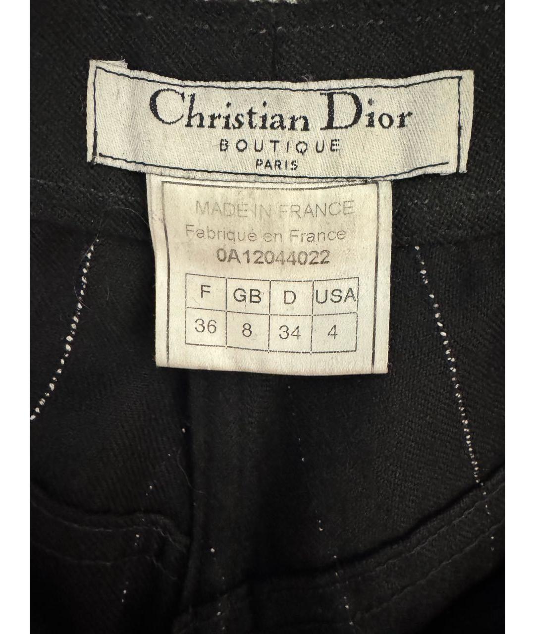 CHRISTIAN DIOR Черные шерстяные прямые брюки, фото 4