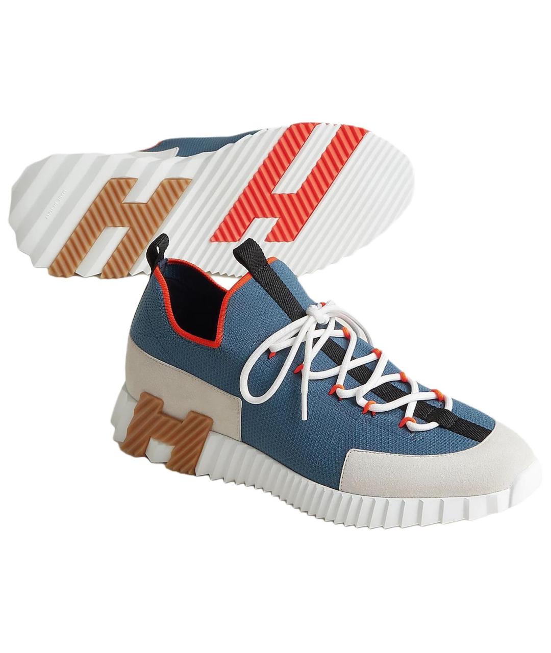 HERMES Синие низкие кроссовки / кеды, фото 4