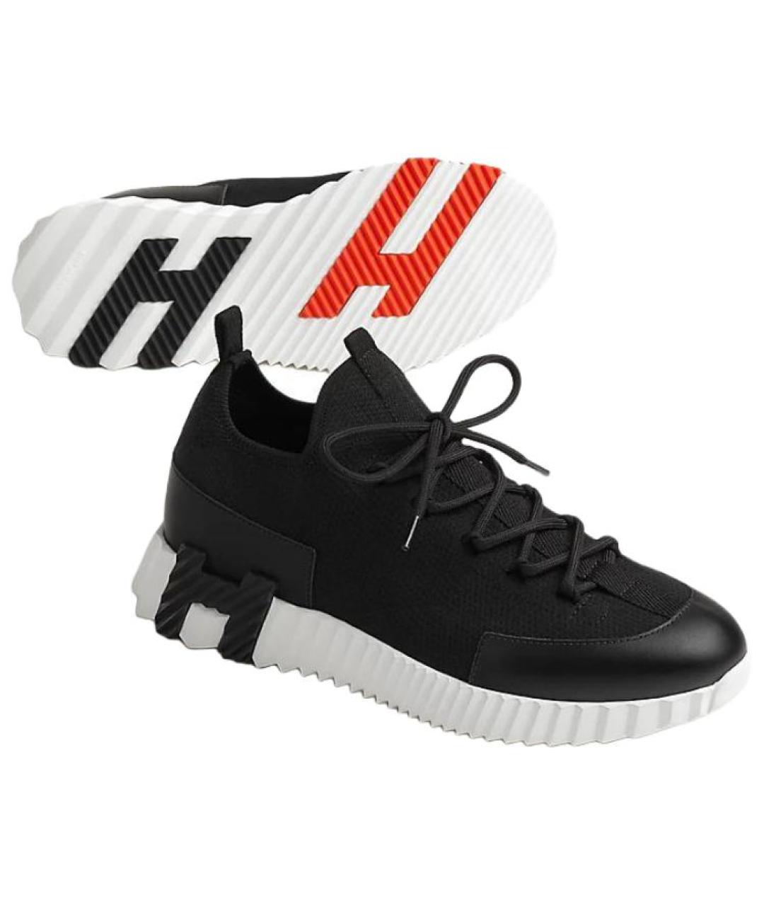 HERMES Черные текстильные кроссовки, фото 3