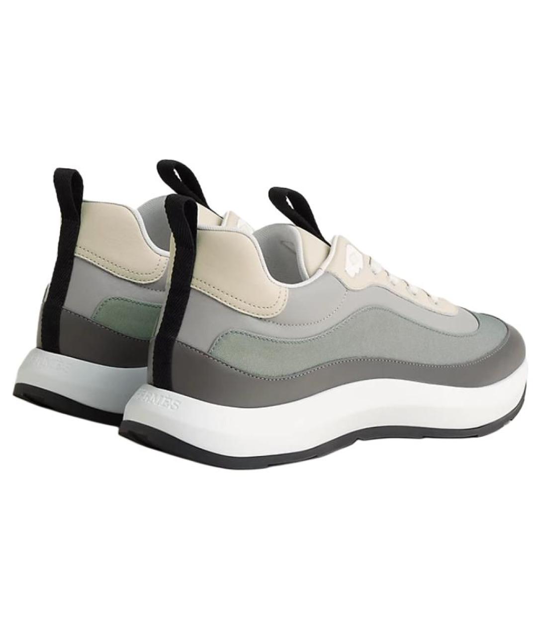 HERMES Серые кожаные низкие кроссовки / кеды, фото 3