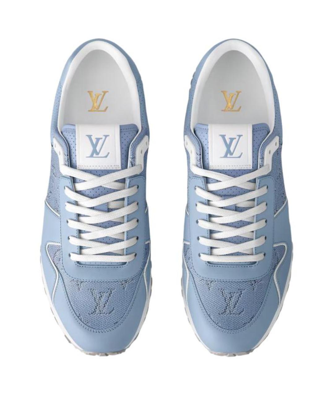 LOUIS VUITTON Голубые кожаные низкие кроссовки / кеды, фото 4