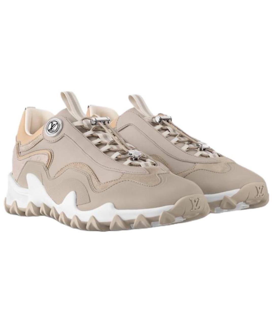 LOUIS VUITTON Бежевые кожаные кроссовки, фото 3