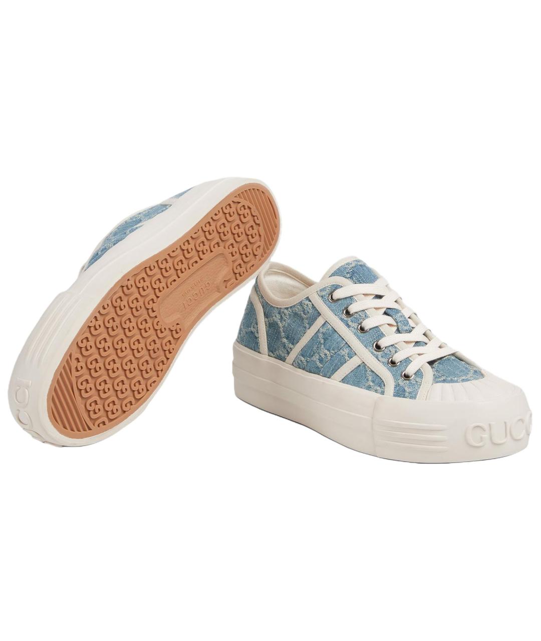 GUCCI Голубые текстильные кроссовки, фото 6