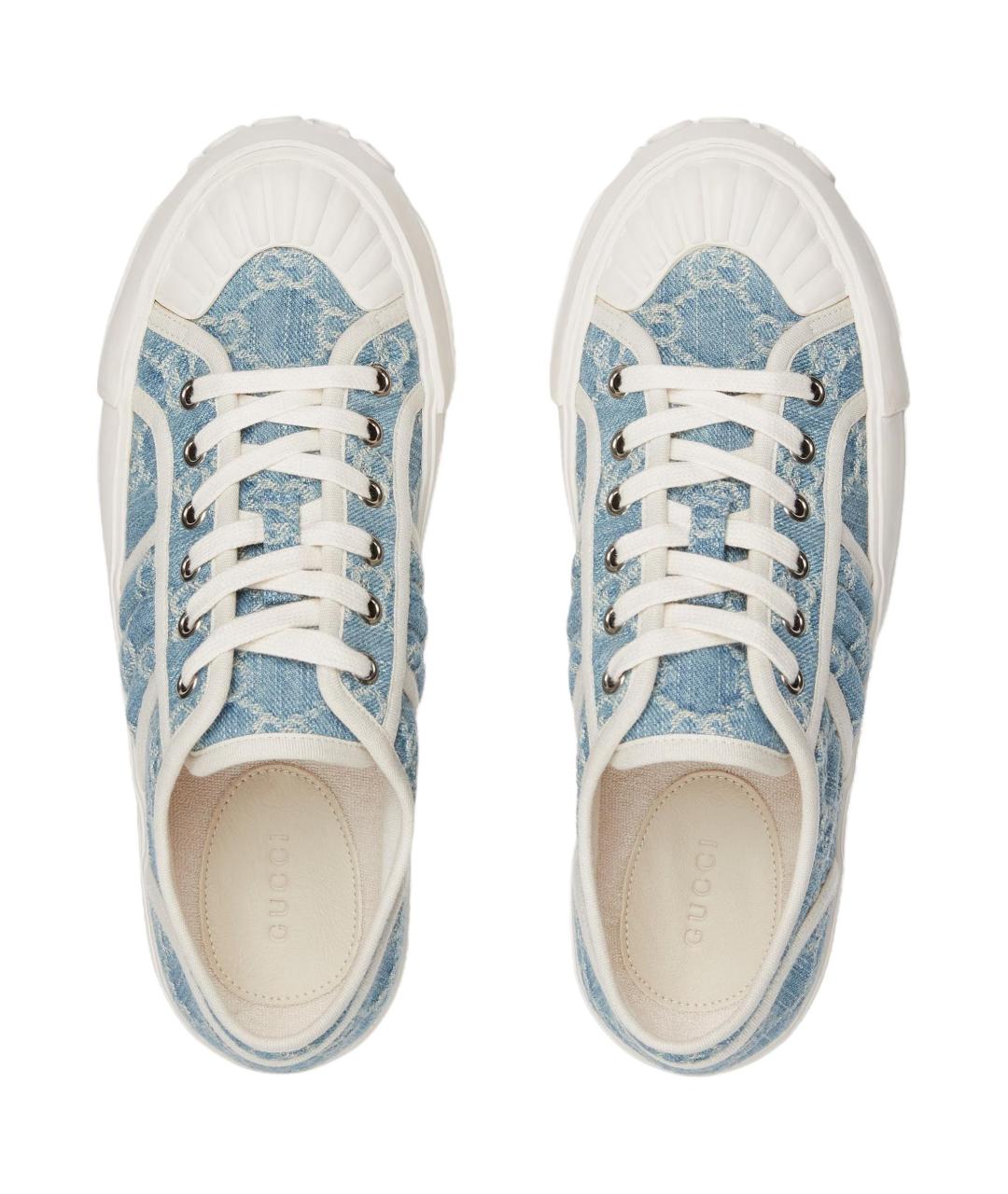 GUCCI Голубые текстильные кроссовки, фото 4