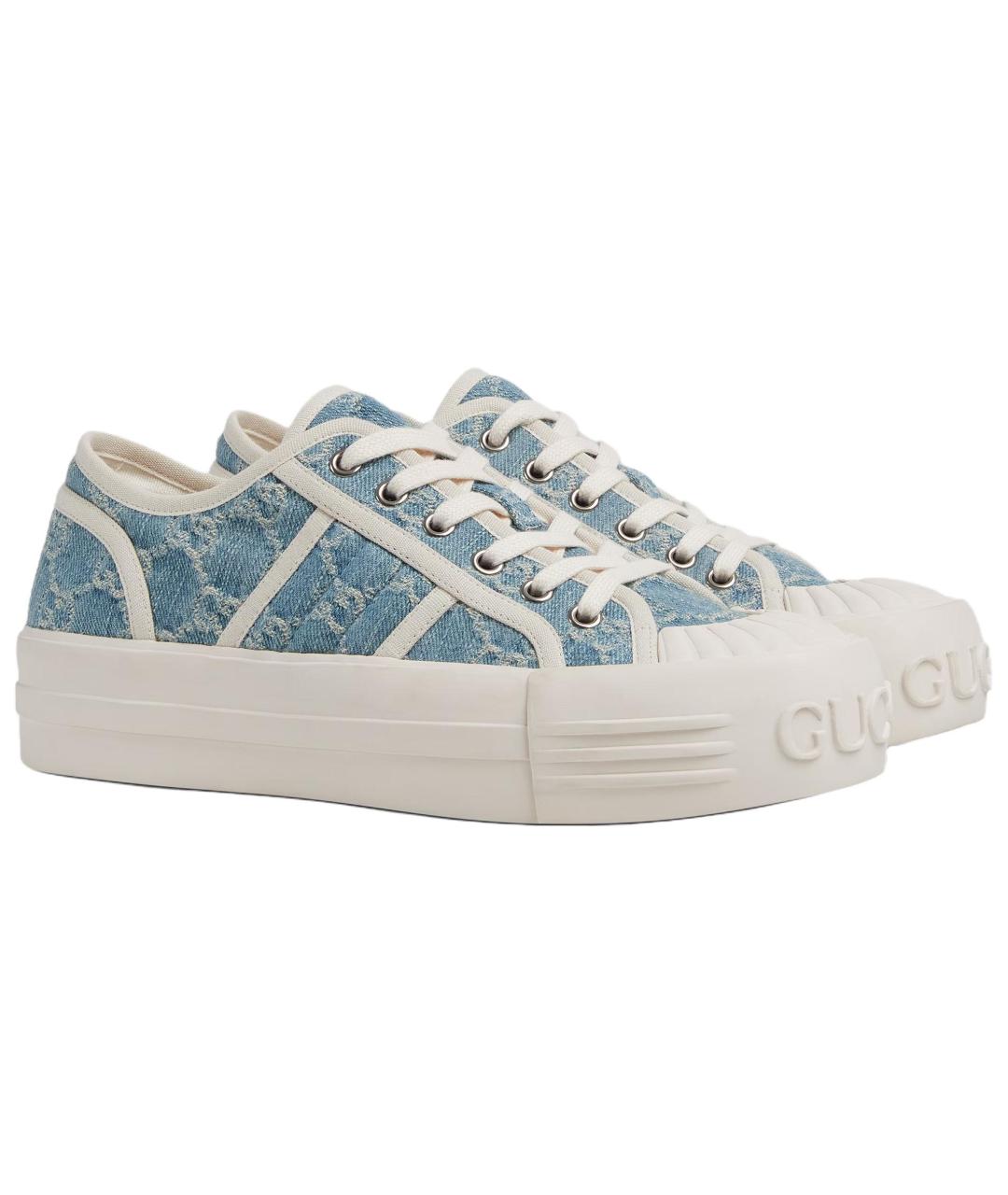 GUCCI Голубые текстильные кроссовки, фото 3