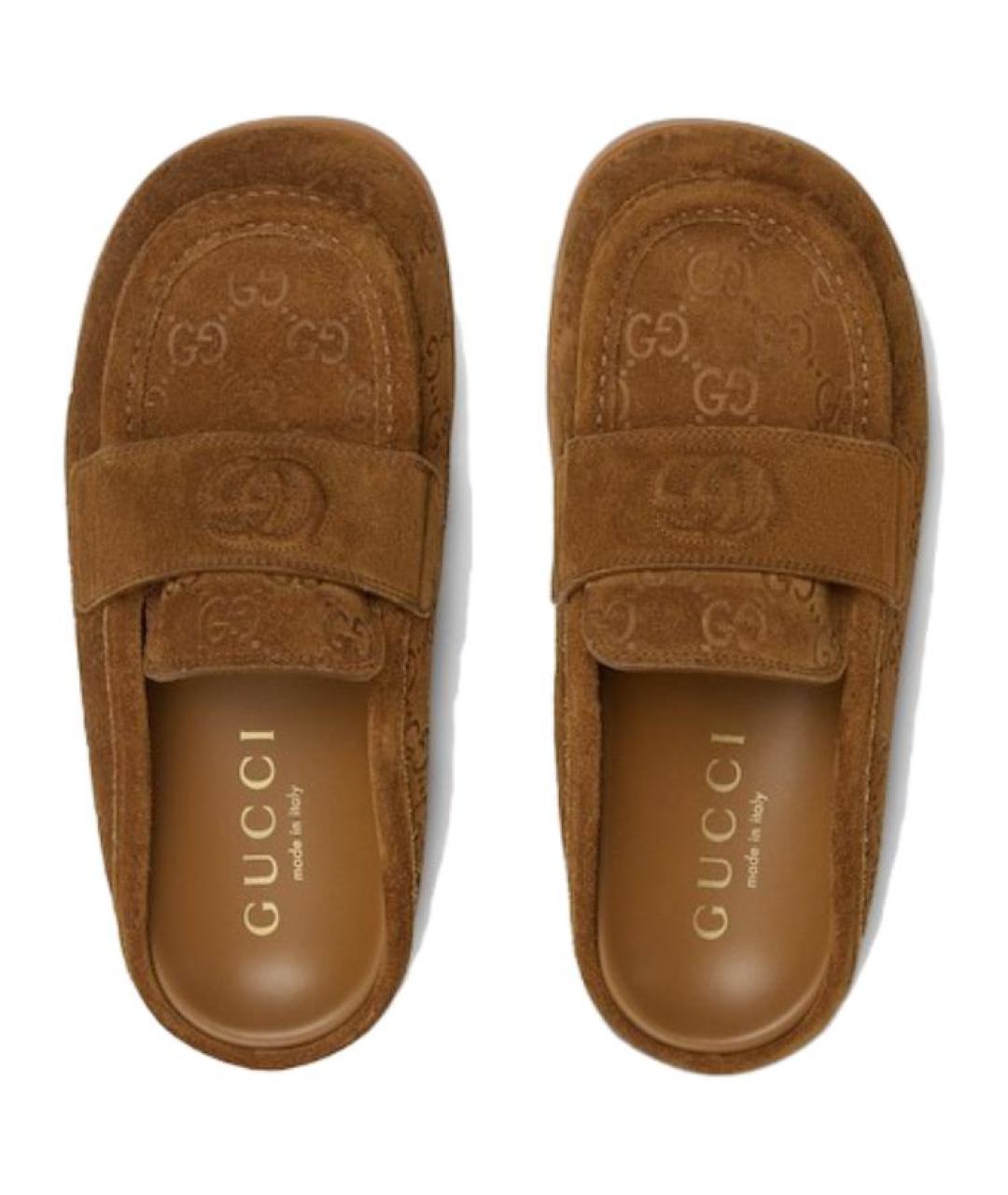 GUCCI Коричневые замшевые сабо, фото 4