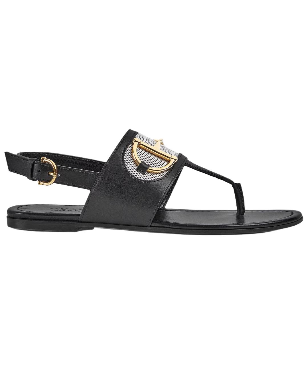GUCCI Черные кожаные сандалии, фото 1