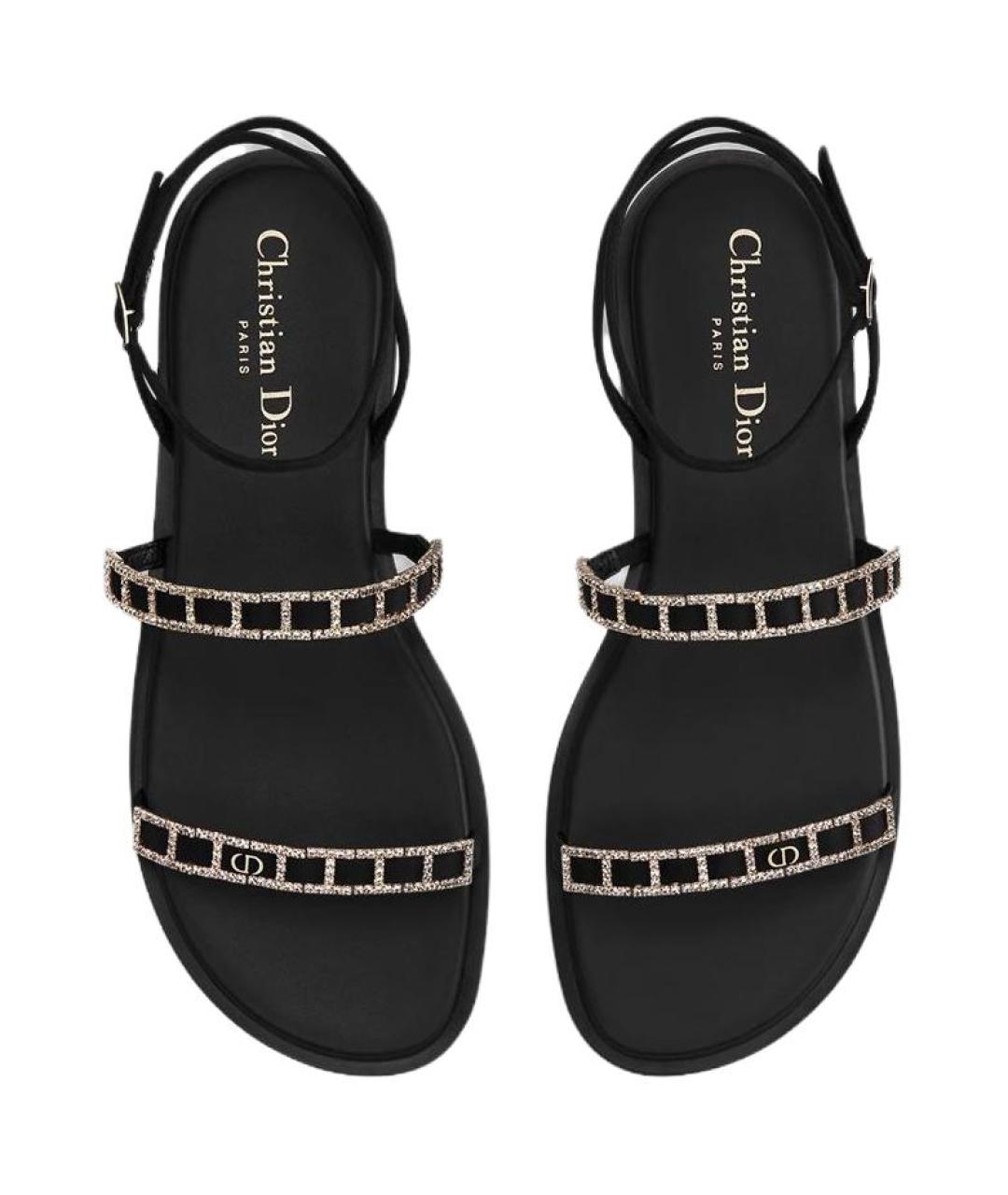 CHRISTIAN DIOR Черные кожаные босоножки, фото 4