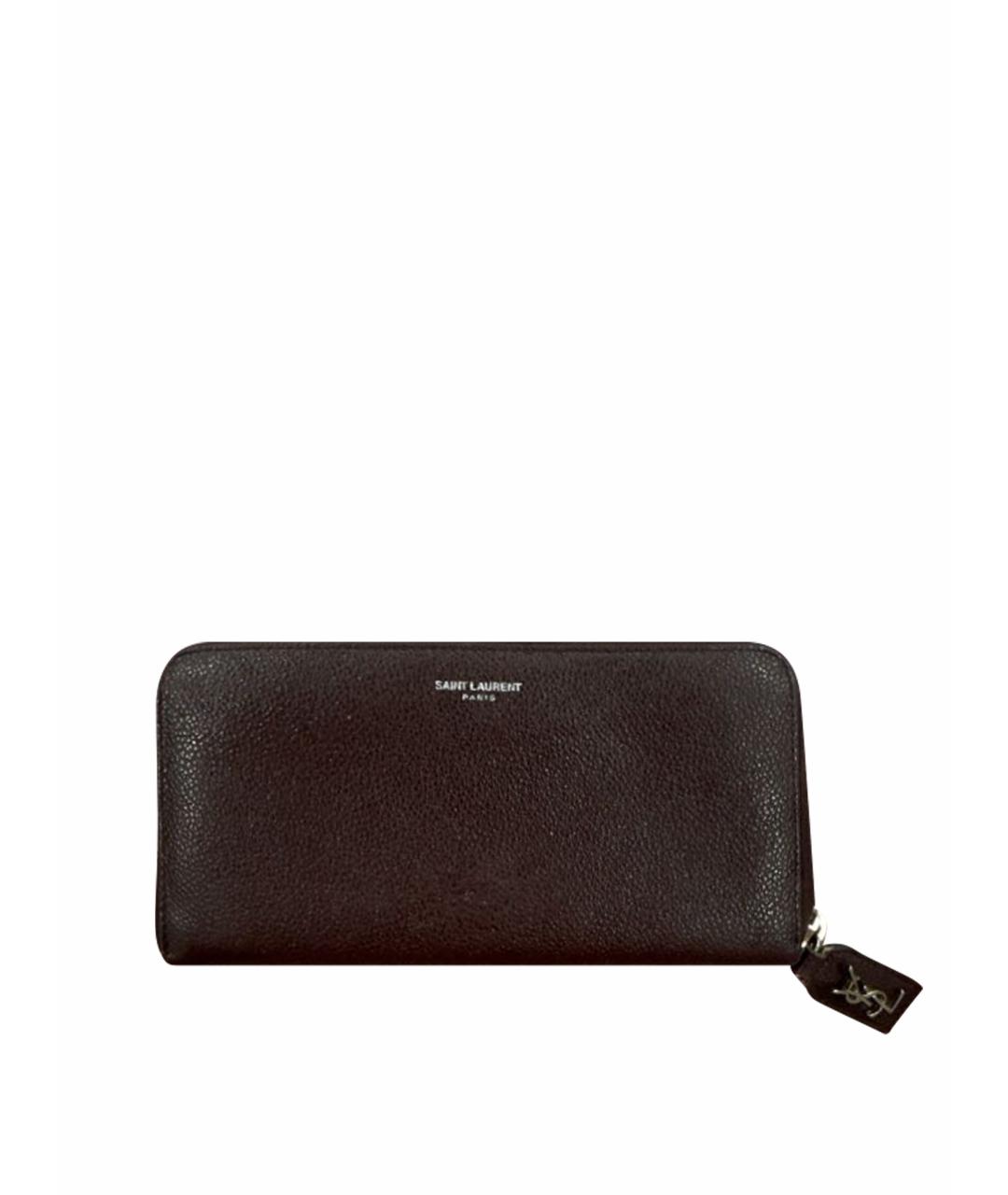 SAINT LAURENT Бордовый кожаный кошелек, фото 1