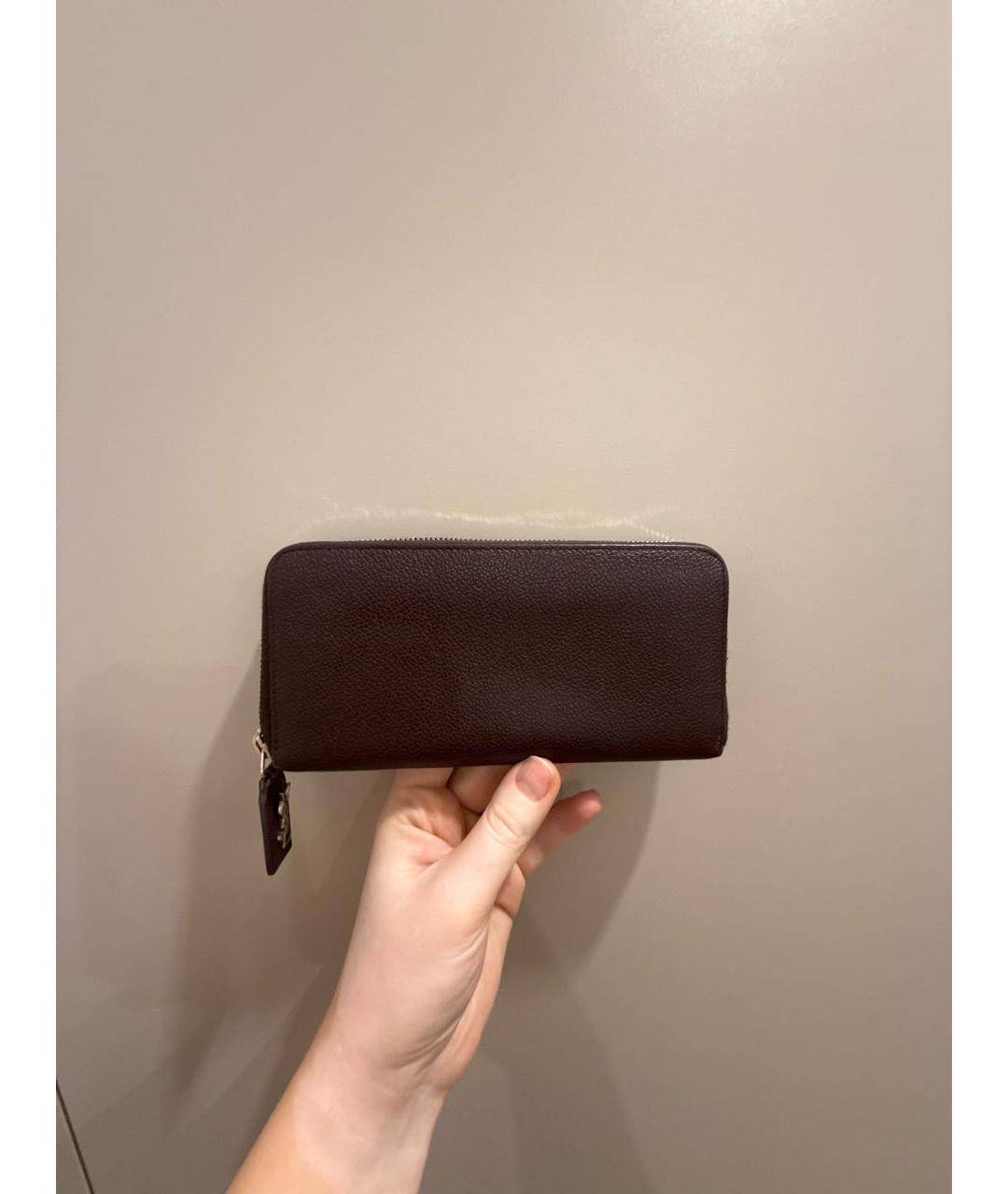 SAINT LAURENT Бордовый кожаный кошелек, фото 3