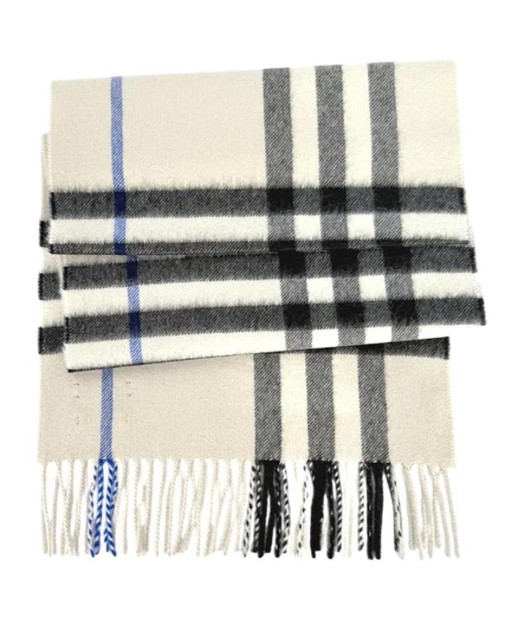 BURBERRY Белый кашемировый шарф, фото 1