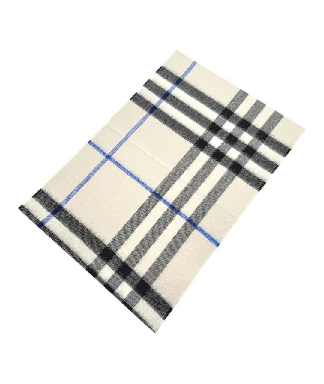 BURBERRY Белый кашемировый шарф, фото 2
