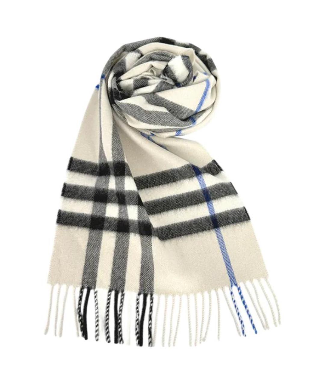 BURBERRY Белый кашемировый шарф, фото 4