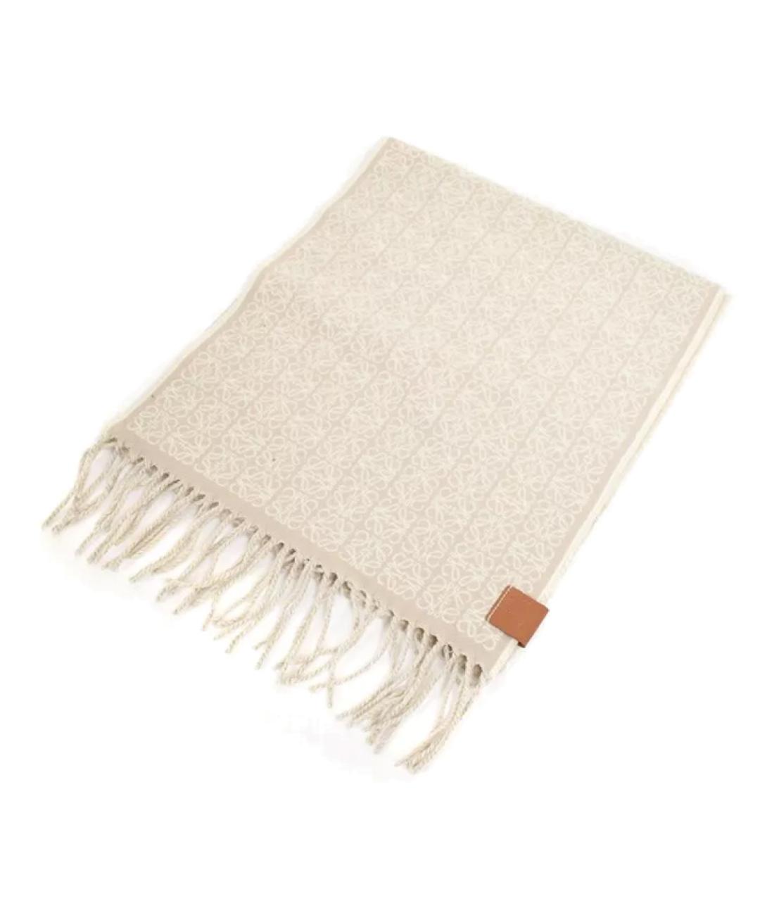 LOEWE Бежевый кашемировый шарф, фото 1