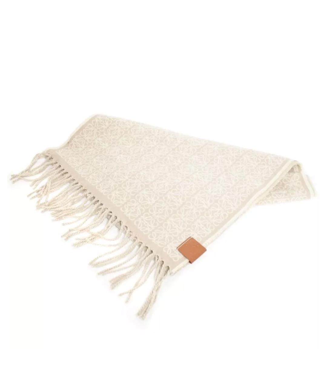 LOEWE Бежевый кашемировый шарф, фото 2