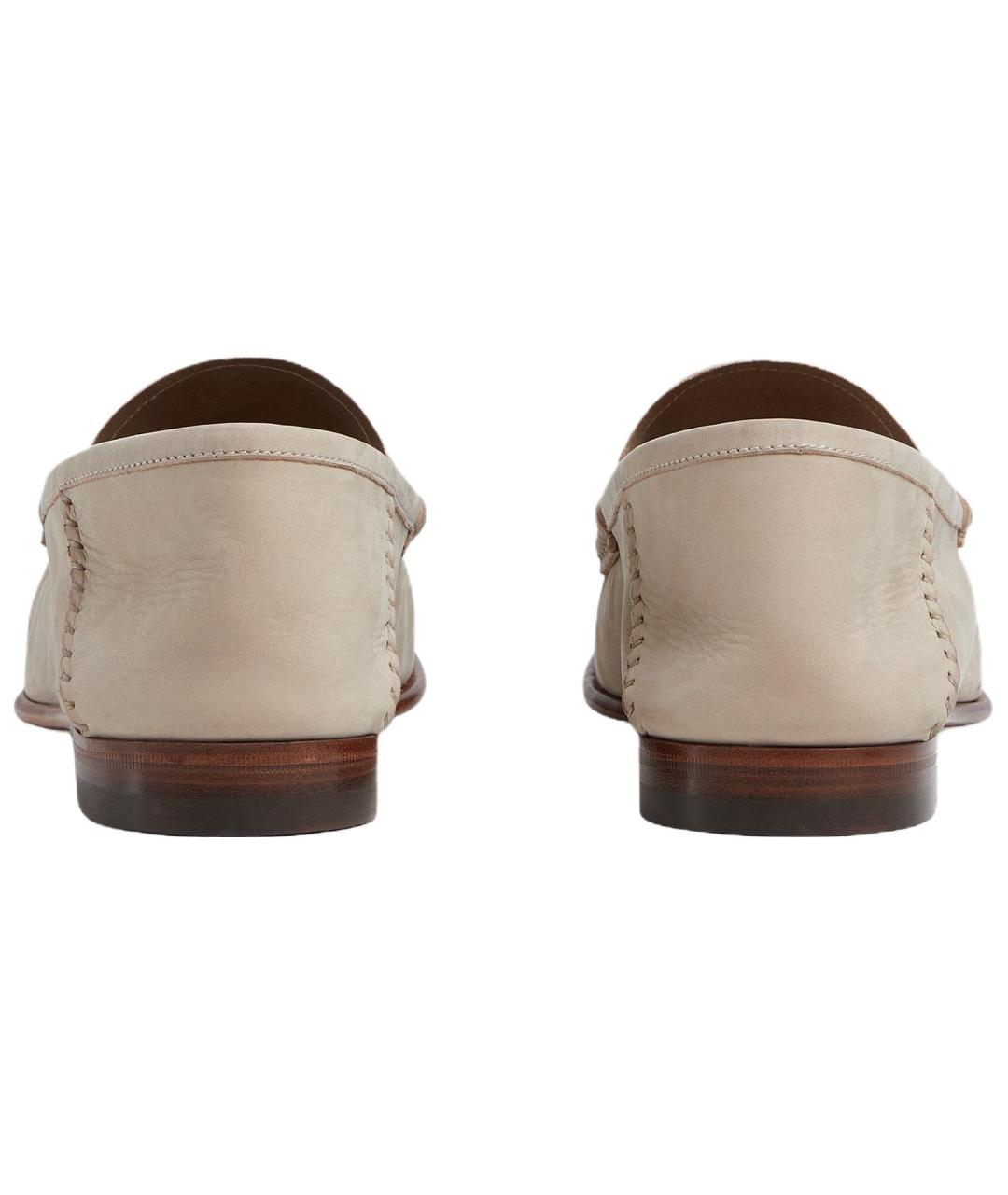 GUCCI Бежевые кожаные лоферы, фото 5