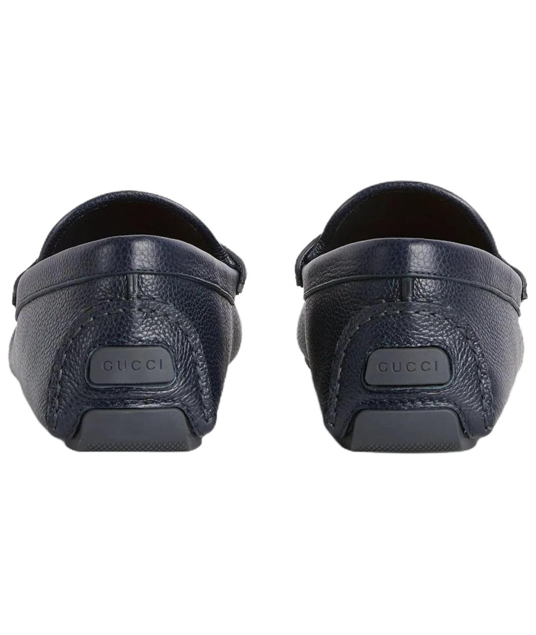GUCCI Синие кожаные лоферы, фото 4