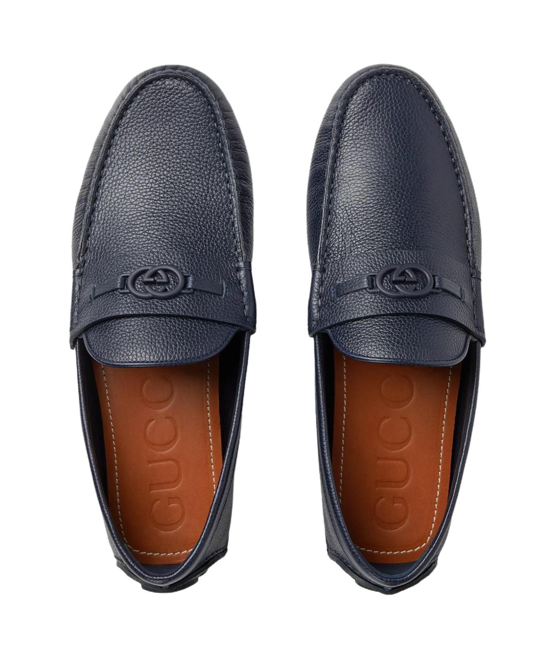 GUCCI Синие кожаные лоферы, фото 3