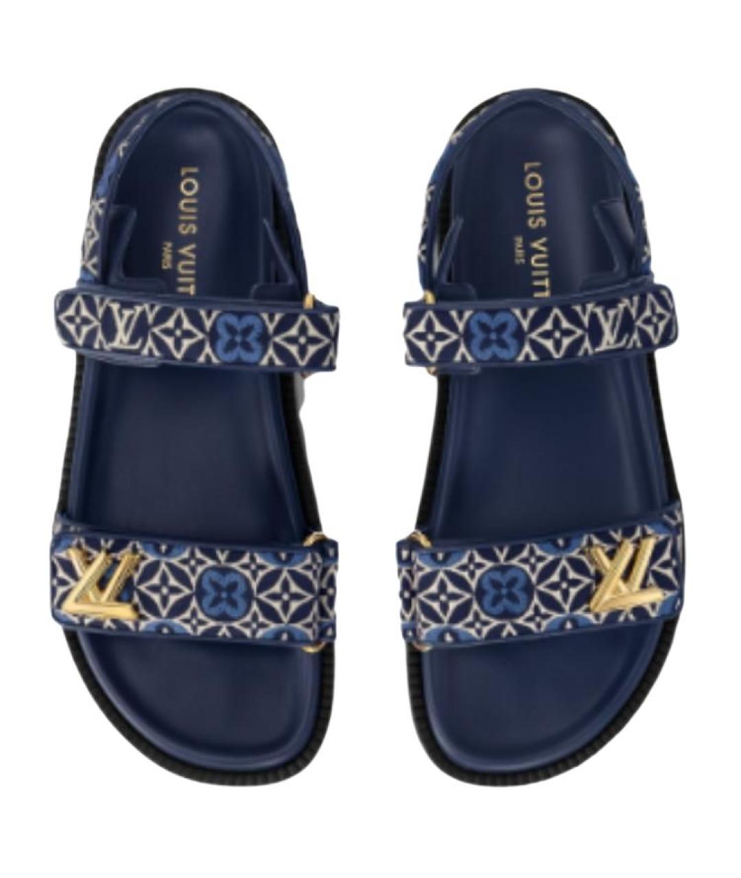 LOUIS VUITTON Синие кожаные сандалии, фото 4