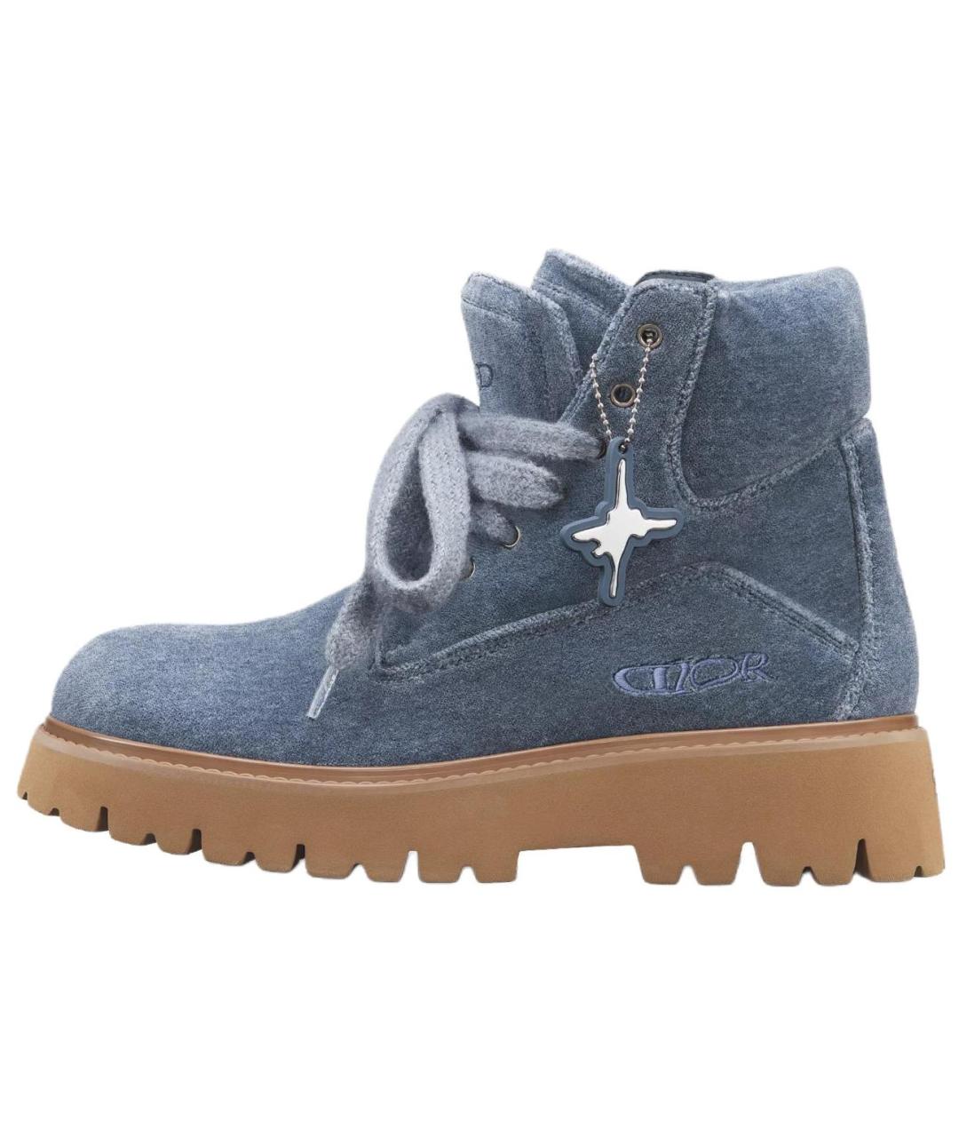CHRISTIAN DIOR Синие высокие ботинки, фото 2