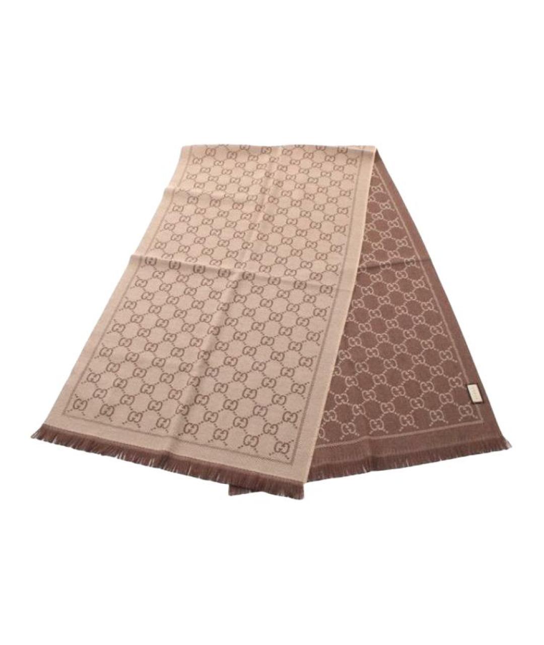 GUCCI Бежевый шерстяной шарф, фото 1