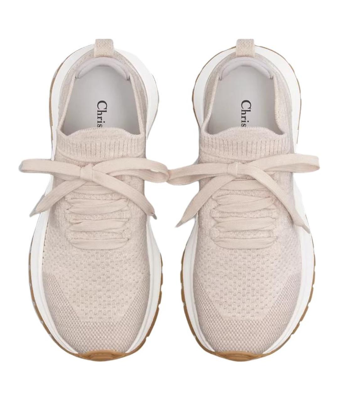 CHRISTIAN DIOR Бежевые текстильные кроссовки, фото 4