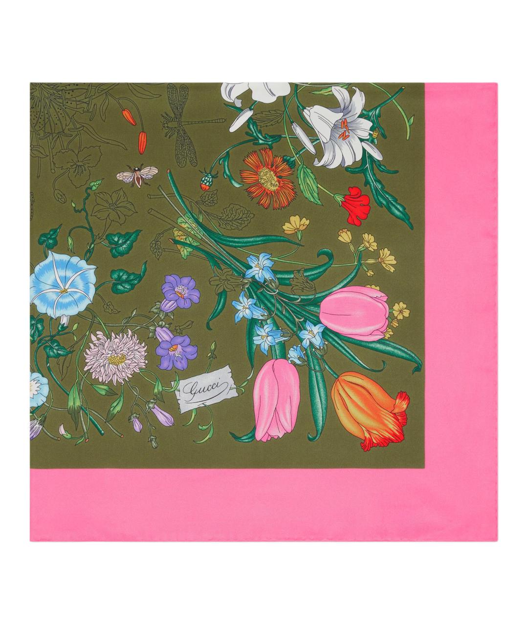 GUCCI Розовый шелковый шарф, фото 2