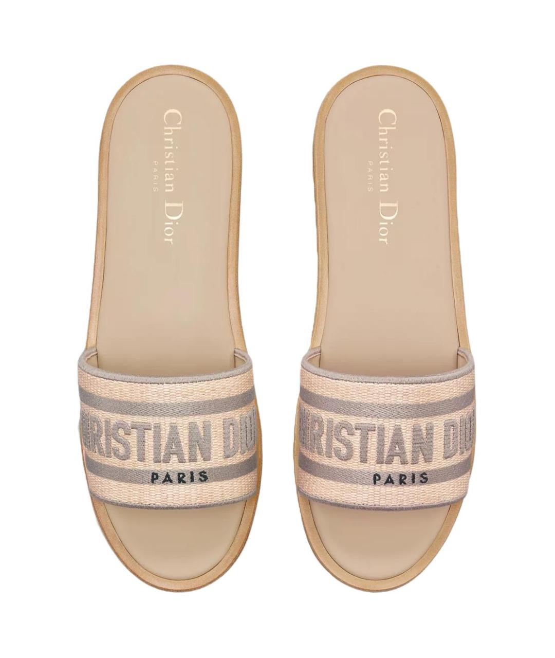 CHRISTIAN DIOR Бежевые шлепанцы, фото 4
