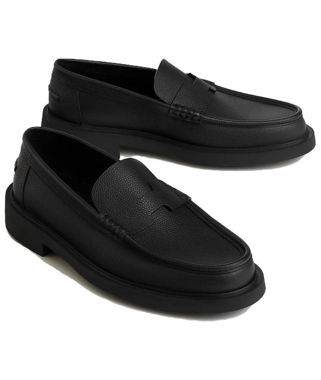 HERMES Черные кожаные лоферы, фото 3