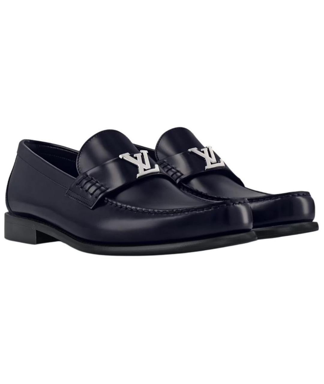LOUIS VUITTON Темно-синие кожаные лоферы, фото 2