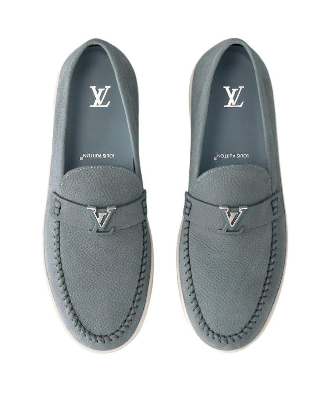 LOUIS VUITTON Серые кожаные лоферы, фото 4