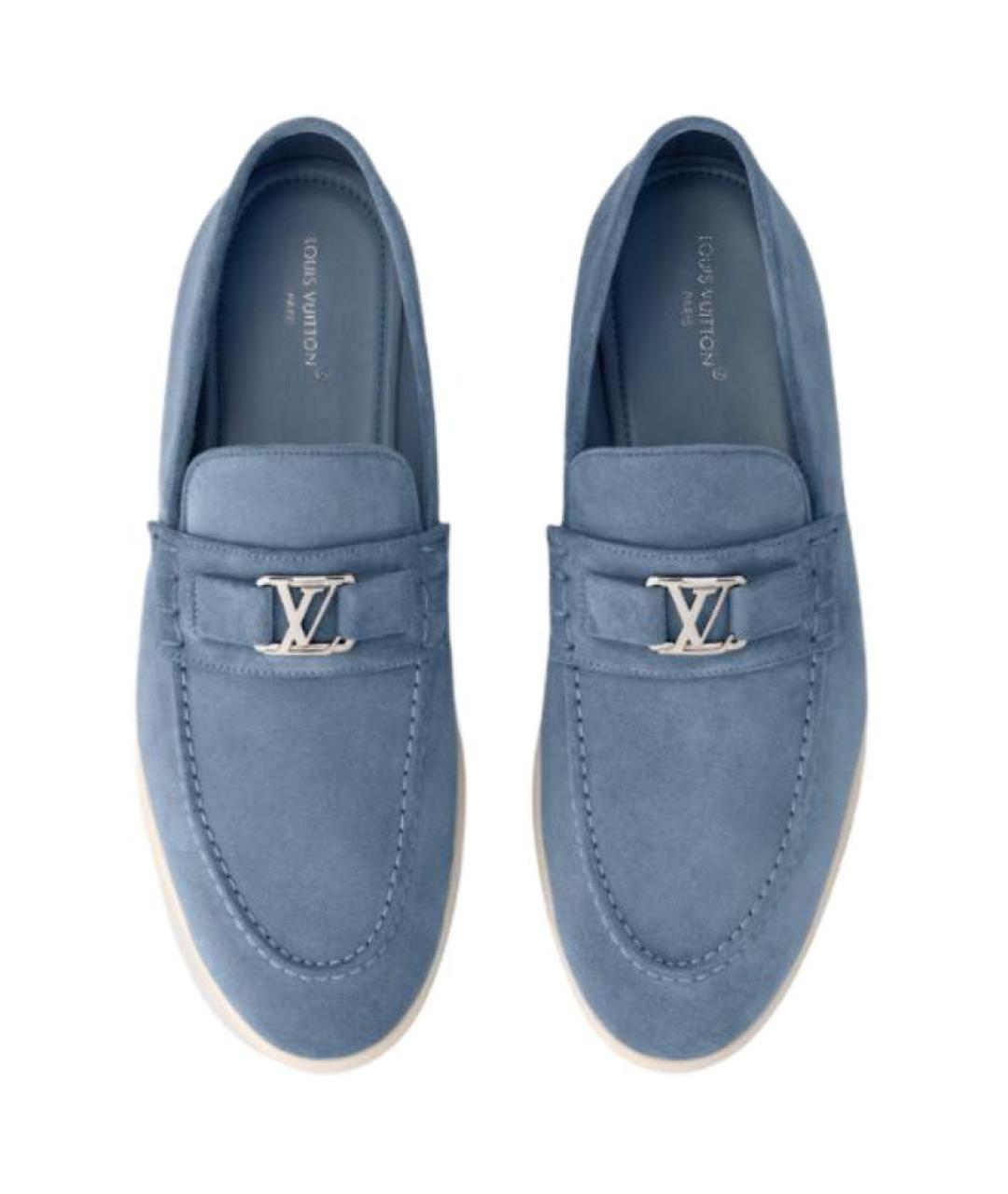 LOUIS VUITTON Голубые замшевые лоферы, фото 4
