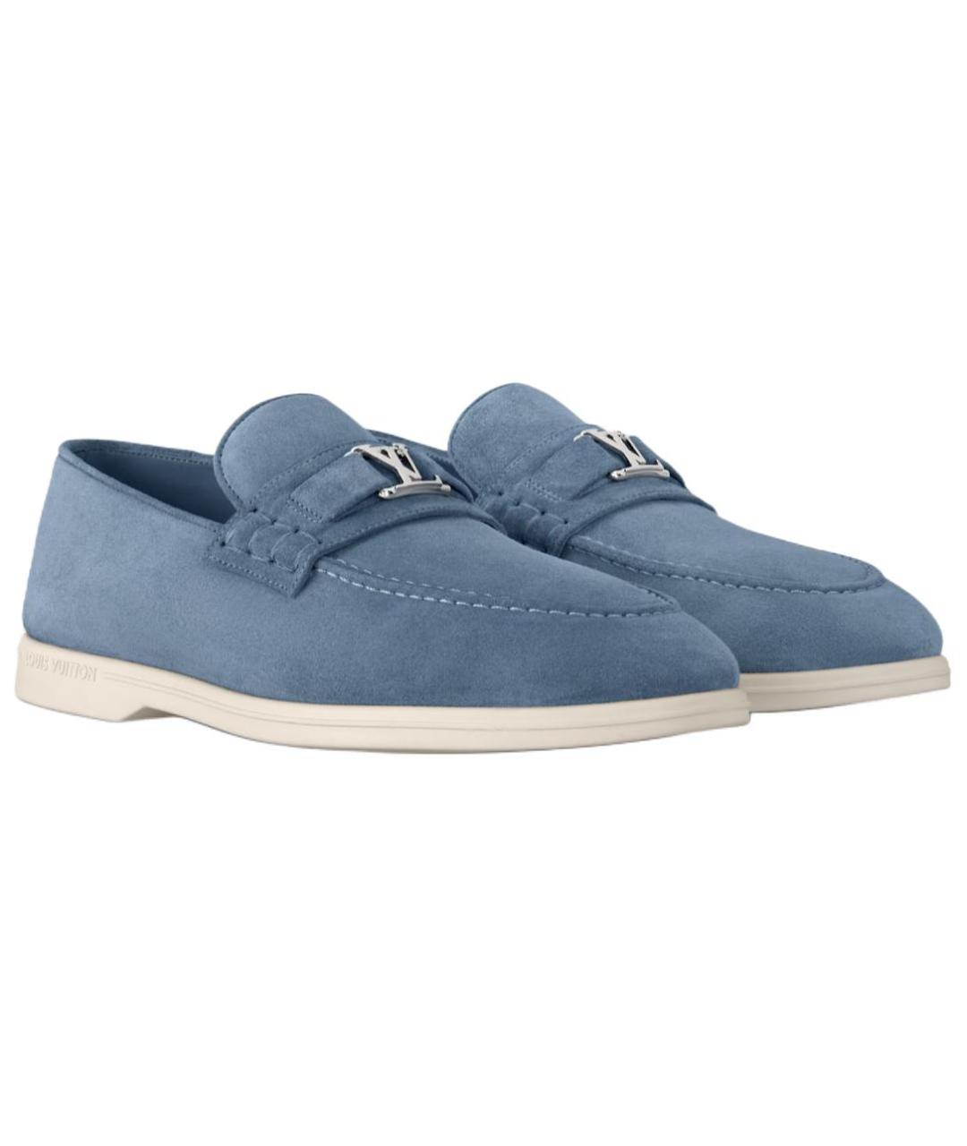 LOUIS VUITTON Голубые замшевые лоферы, фото 3