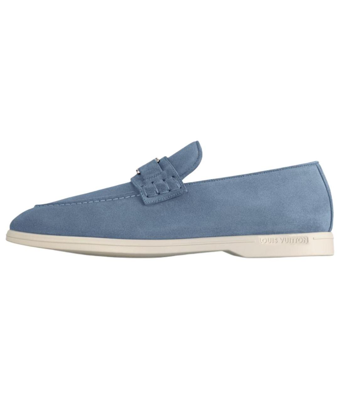 LOUIS VUITTON Голубые замшевые лоферы, фото 2