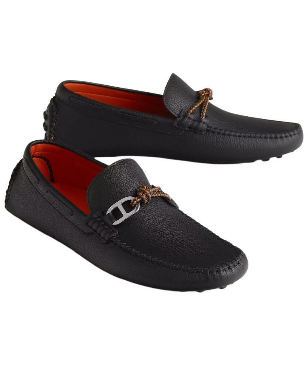 HERMES Черные кожаные лоферы, фото 3