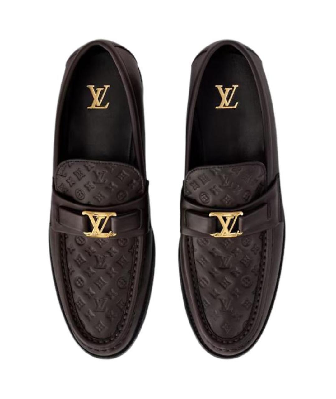 LOUIS VUITTON Коричневые кожаные лоферы, фото 3
