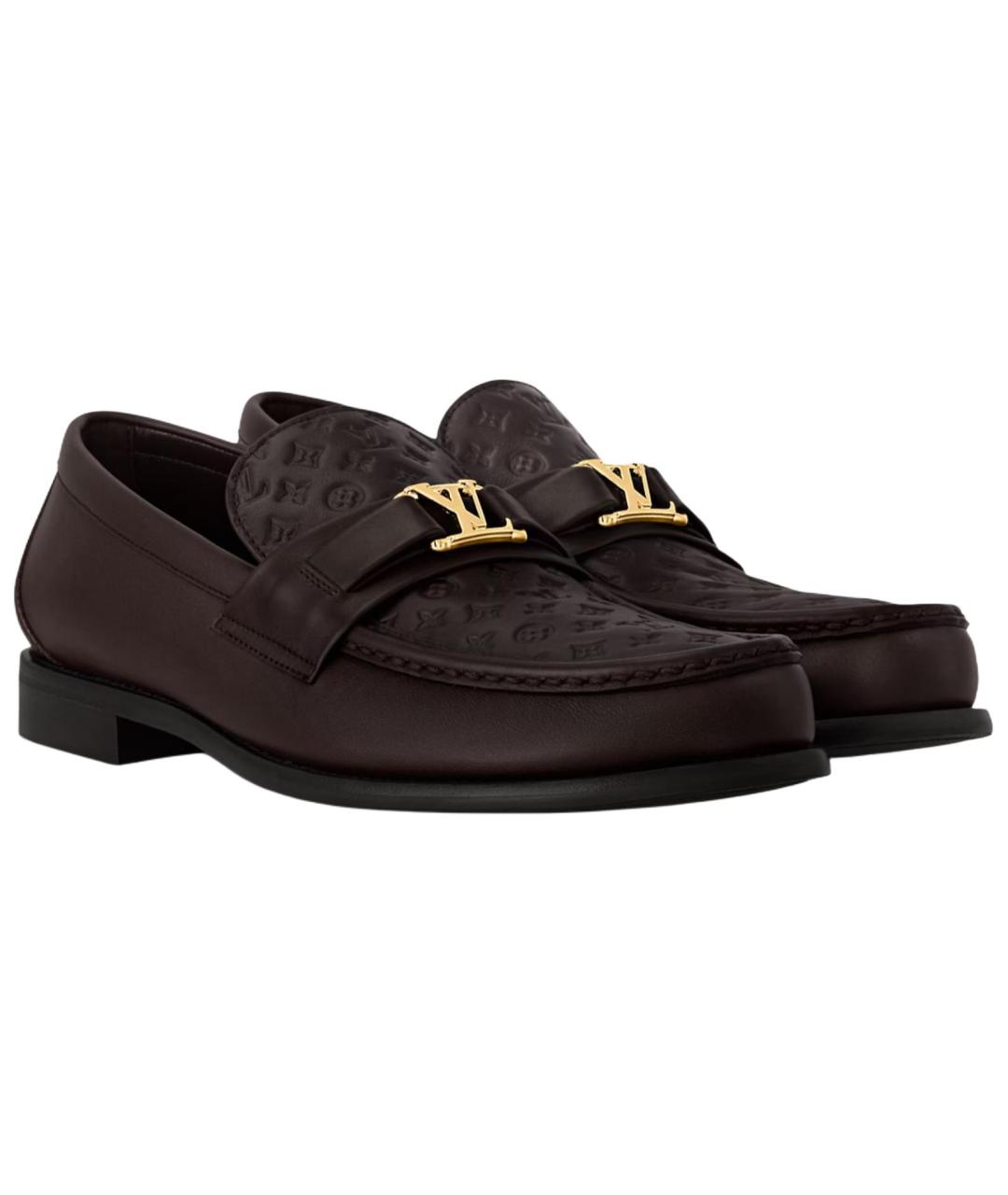 LOUIS VUITTON Коричневые кожаные лоферы, фото 2
