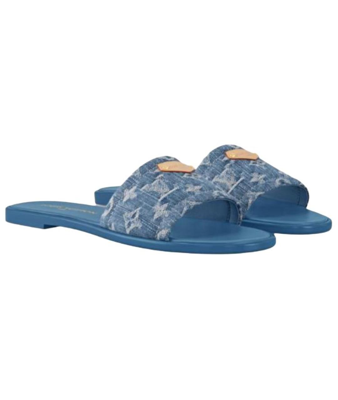 LOUIS VUITTON Синие текстильные шлепанцы, фото 2