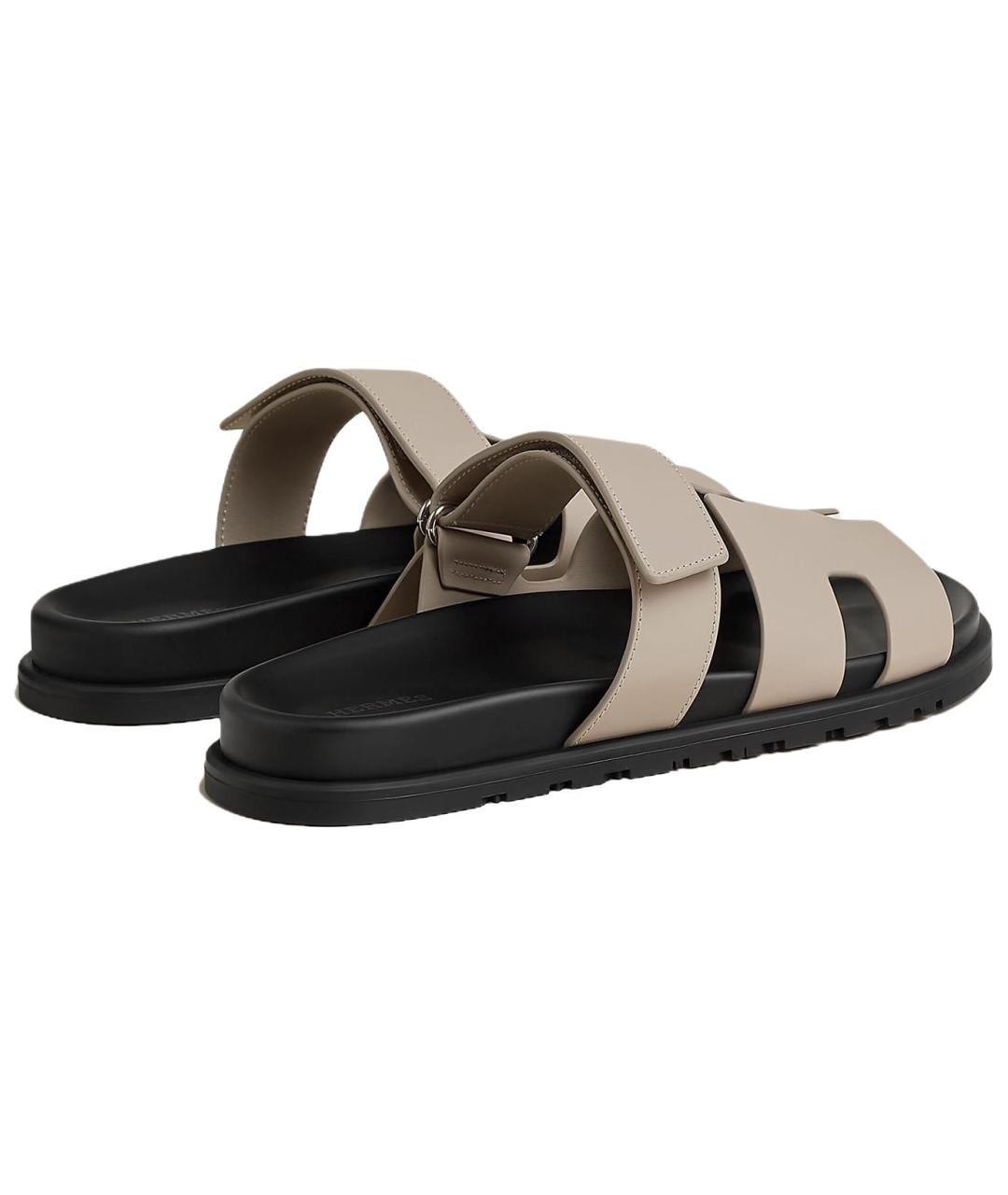 HERMES Бежевые кожаные сандалии, фото 4