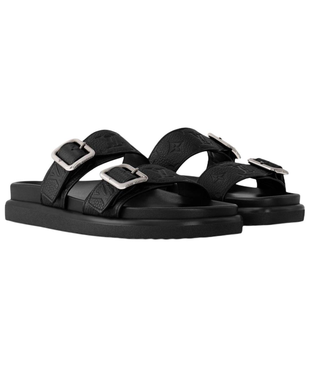 LOUIS VUITTON Черные кожаные сандалии, фото 3